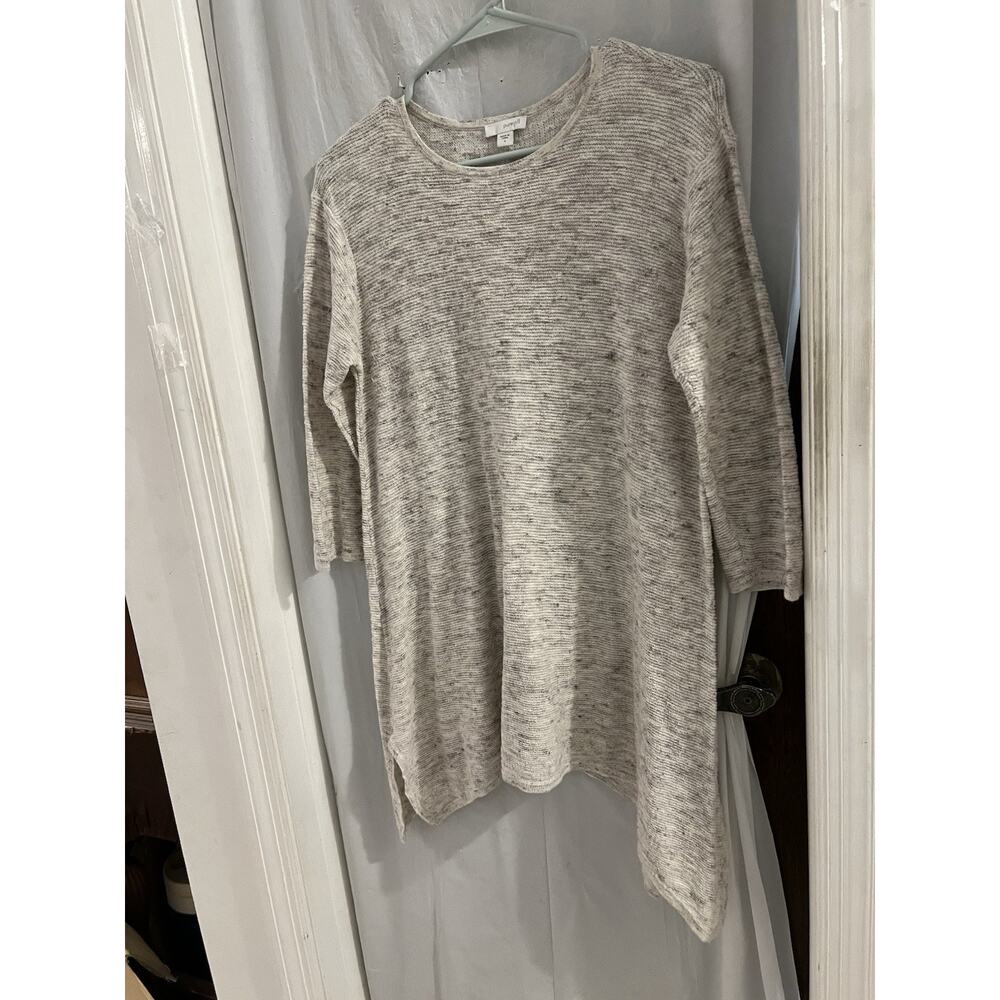 J Jill Pure Jill Heathered Cream Gray Linen Blend Asymmetric Hem Tunic Sz S